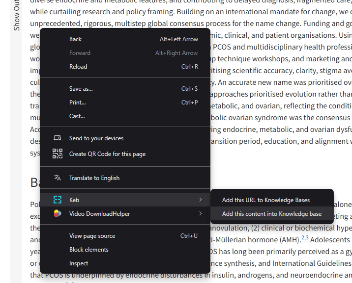 Use Add this content into Knowledge base instead